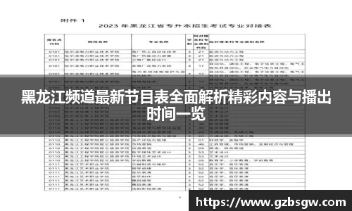 黑龙江频道最新节目表全面解析精彩内容与播出时间一览