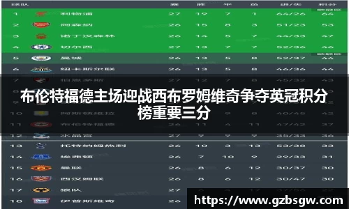 布伦特福德主场迎战西布罗姆维奇争夺英冠积分榜重要三分